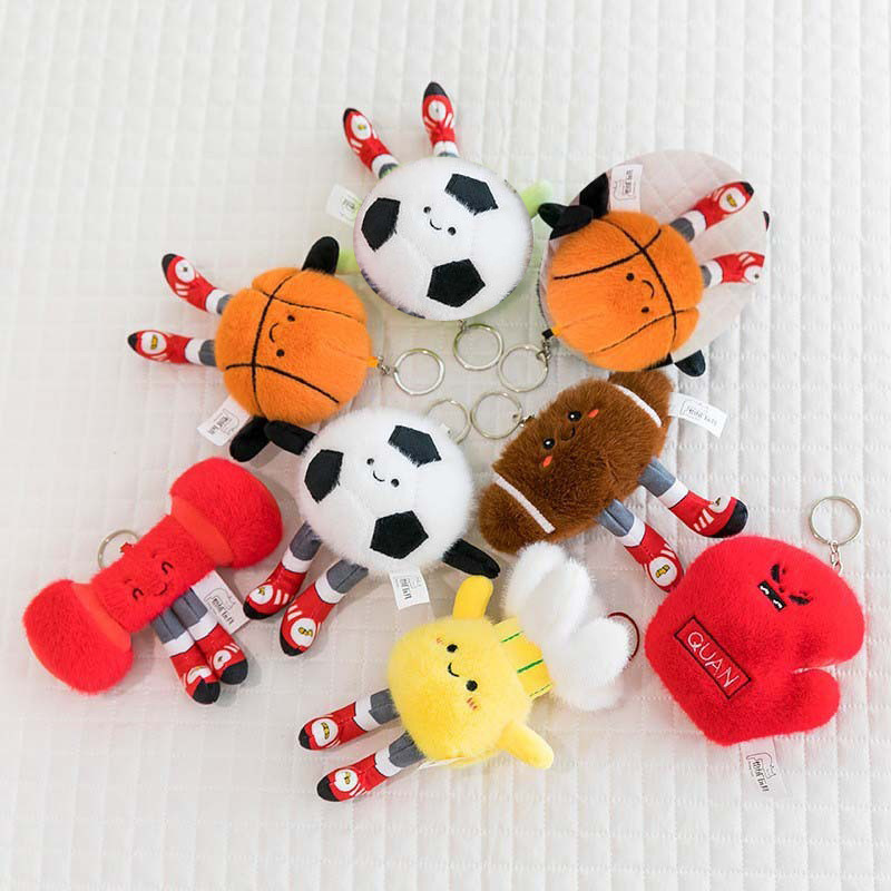Cartoon Basketball Plush Pendant Football Badminton Rugby Doll Doll Artificial Tennis Cute Sports Doll