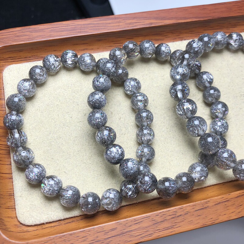 Natural crystal silver super seven single ring bracelet men's and women's super seven hair Crystal Super Flash niche jewelry