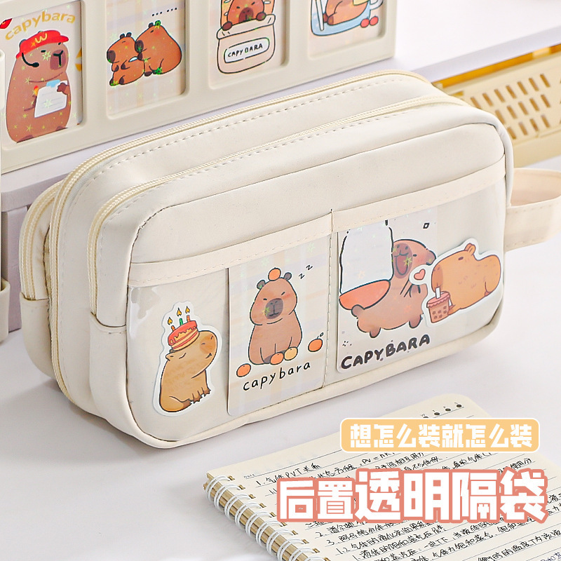 Nueva bolsa de lápices transparente estilo ins bolsa de dolor bolsa de lápiz de material de bricolaje bolsa de papelería de diez capas de gran capacidad para personas de nicho