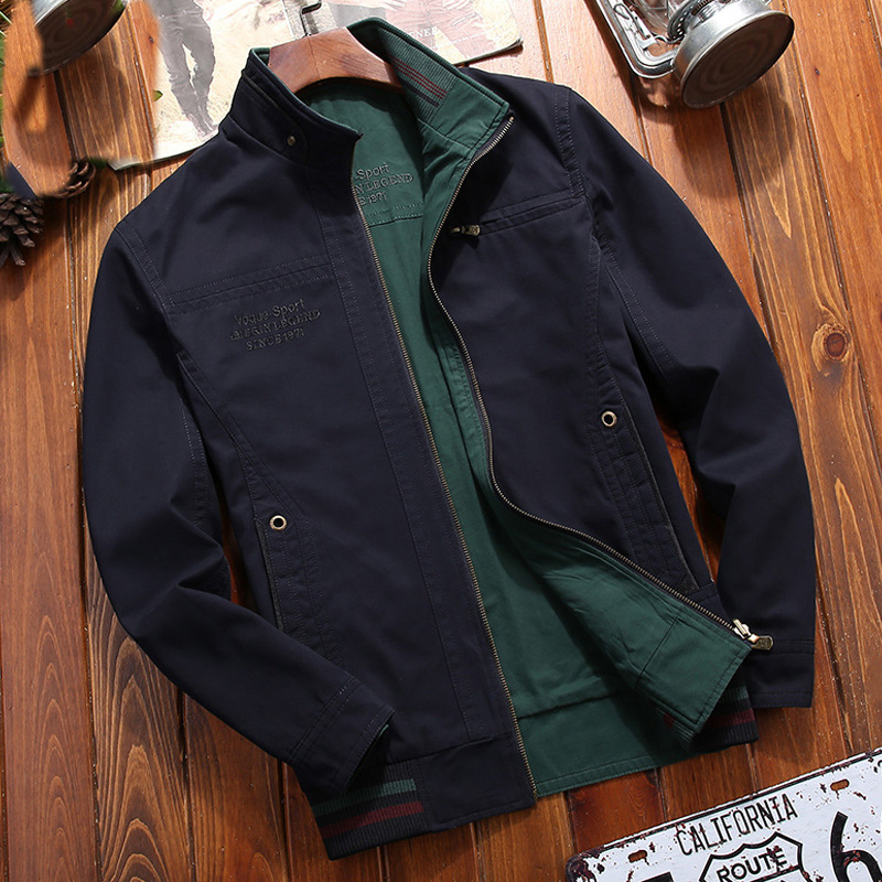 Men's Double-Sided Wearable Jacket Business Casual Loose Plus Size Middle-Aged Work Jacket 1906 Business Casual Jacket
