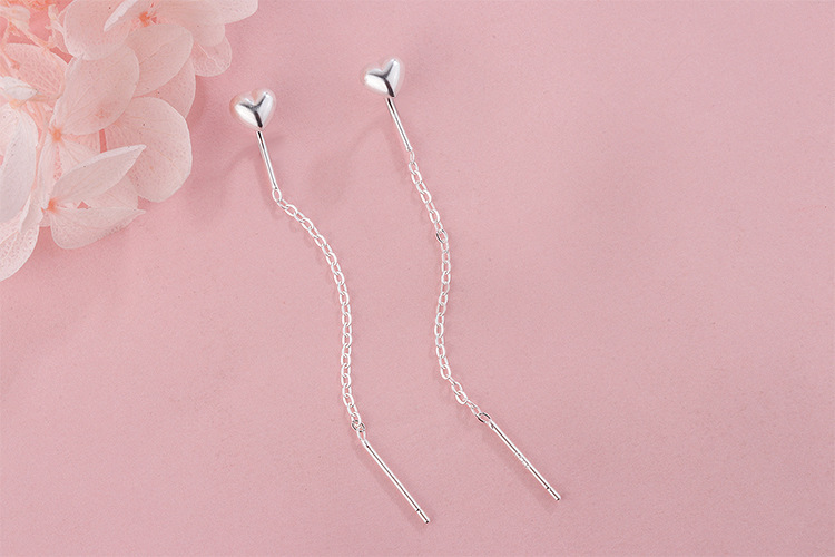 Holiday, Daily Occasion 925 Sterling Silver Material 1 Pair 925 Sterling Silver Heart Shape Ear Line
