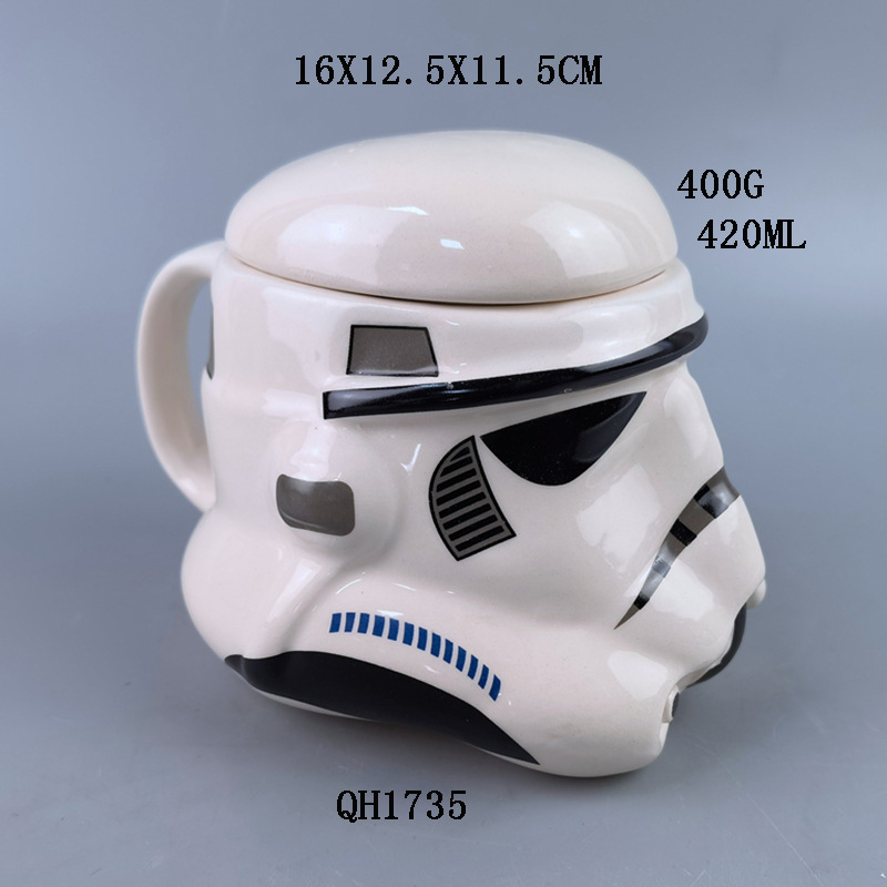 Taza de Cerámica de Star Wars, Diseño de Guerrero Negro y Soldado Blanco, Taza Mandalorian, Venta al por Mayor Transfronteriza, Gran Éxito de Ventas