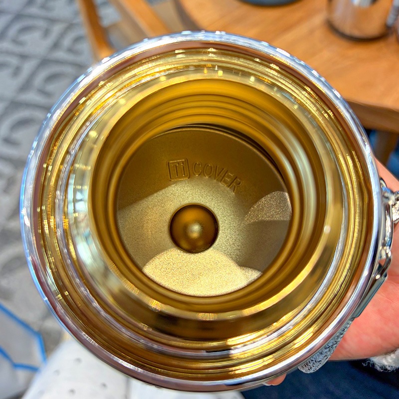 Taza de aislamiento térmico de calabaza de titanio yuanbao taza de té Fulu separación de agua de tres bebidas taza de agua de aislamiento térmico taza de té de cocción taza de té de aislamiento térmico taza de té
