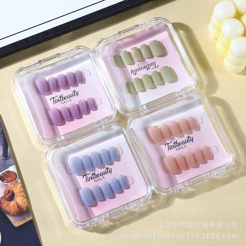 Wholesale Matte Velvet Nude Frosted Cat Eye Wearable Nails Whitening Wearable Fake Nail Patch Removable