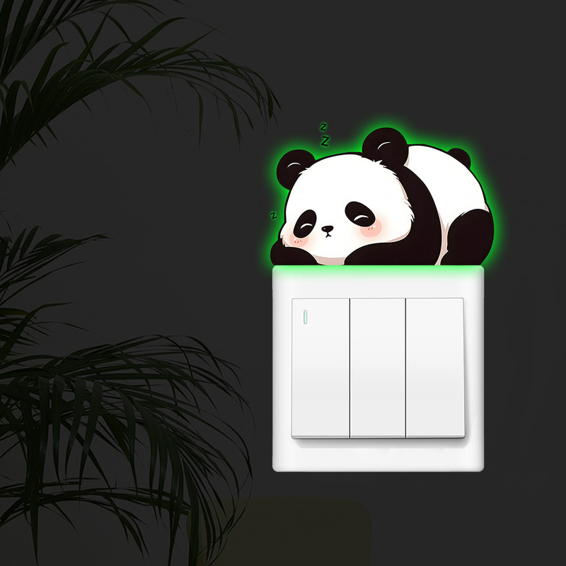 Mkyg1625 Green Luminous Sleeping Panda Switch Sticker, Cute and Healing, Won'T Damage the Wall and Leaves No Residue Mkyg1625 Green Luminous Sleeping Panda Switch Sticker, Cute and Healing, Won'T Damage the Wall and Leaves No Residue