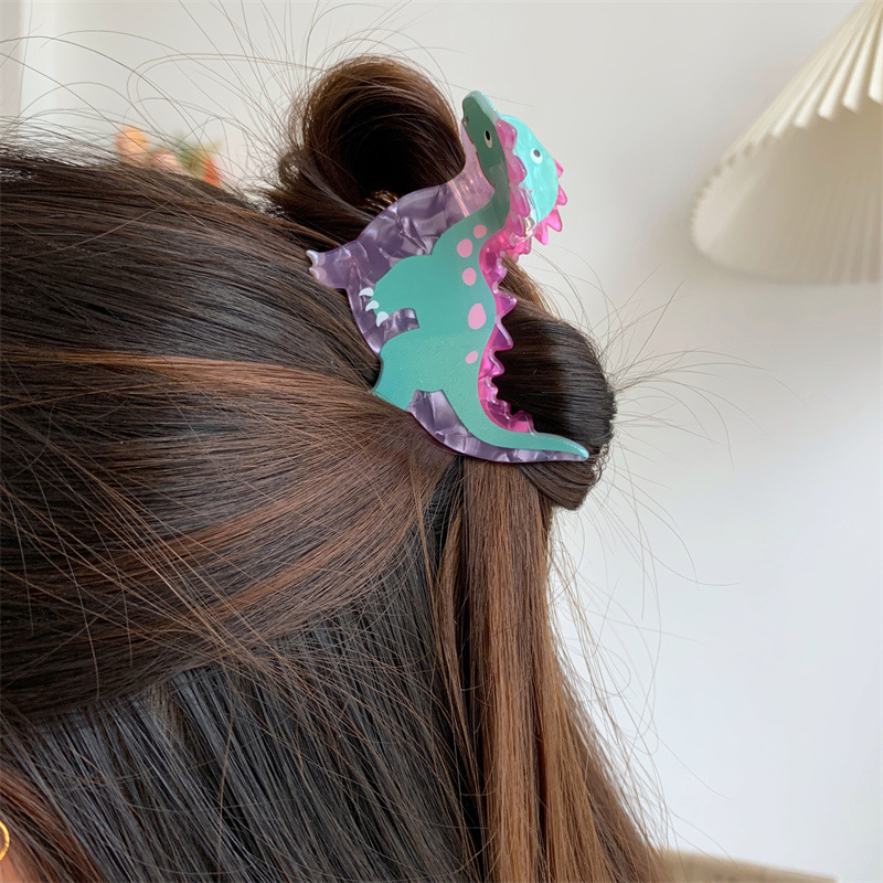 35g Weight Hair Claws Hair Accessories Type 1 Piece Quantity Holiday, Party Occasion Arylic Material Dinosaur Pattern Women's Gender Cute Style Cute Little Dinosaur Acrylic Small Jaw Clip Cute Personality Sweet Niche Hair Claw Hairpin Hair Ornaments New 32