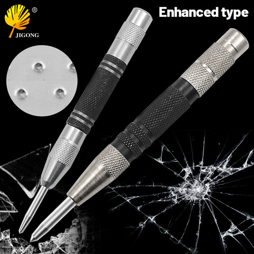 Silver black center punch automatic center punch positioner window breaker automatic sample punch 128mm/155mm woodworking punch