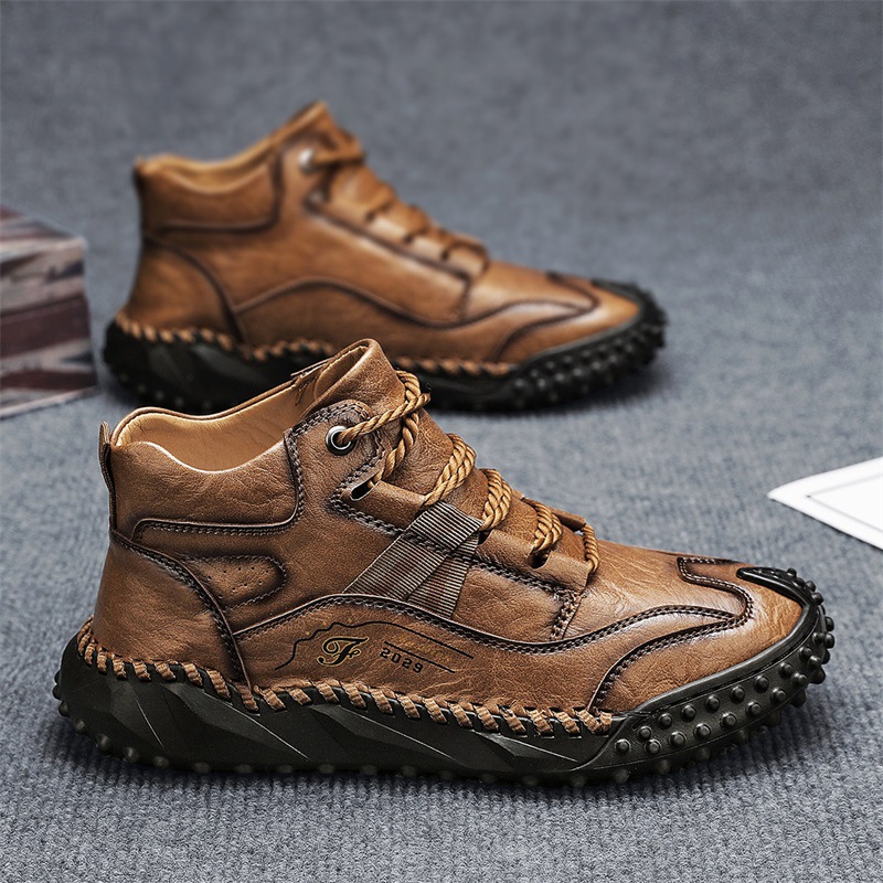 Men's Martin Boots High-Top Autumn And Winter Outdoor Casual Leather Shoes Non-Slip Wear-Resistant Work Short Boots Men_vogvips.com