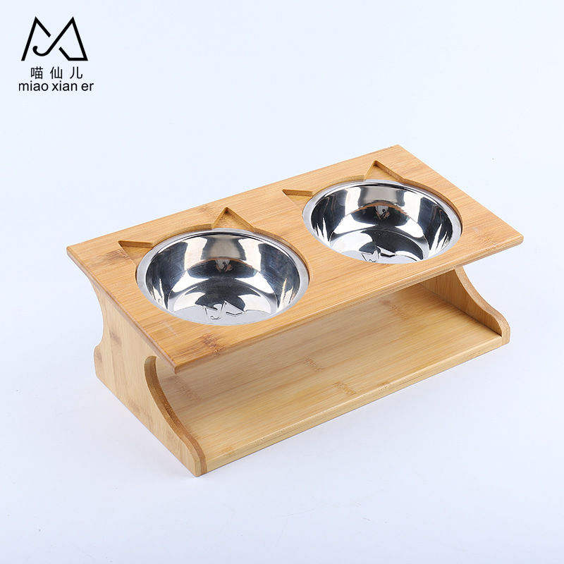 간단한 대나무 더블 그릇 스테인레스 스틸 그릇