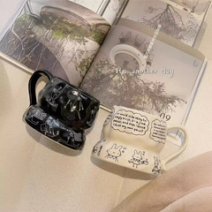 未瓷 手捏法式復古陶瓷馬克杯咖啡杯新款英文辦公室下午茶水杯子