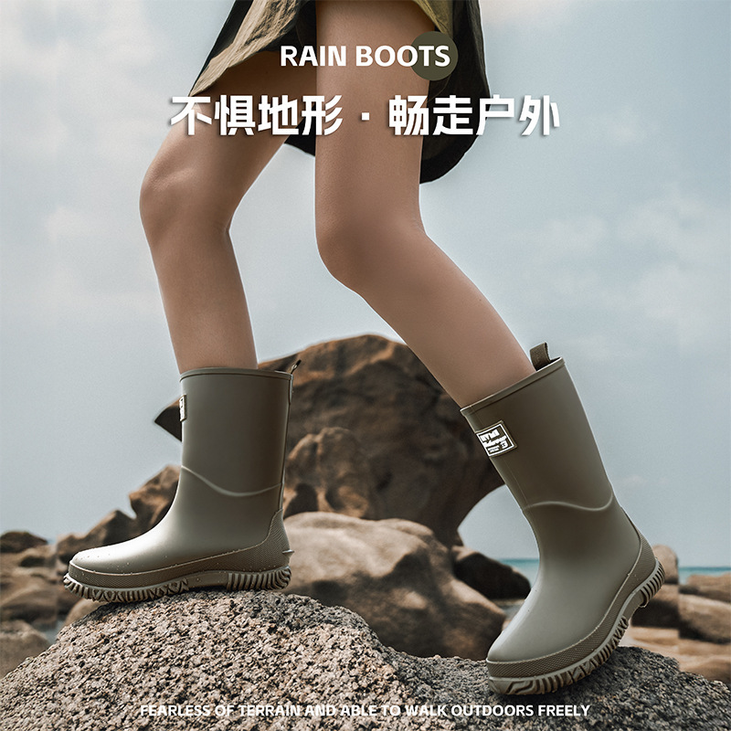 日本製ミッドカーフレインブーツ、女性用、ファッショナブルなアウターウェア、滑り止め、防水性、耐摩耗性のゴム靴、キッチン用の軽量ソフトソールレインブーツ|undefined