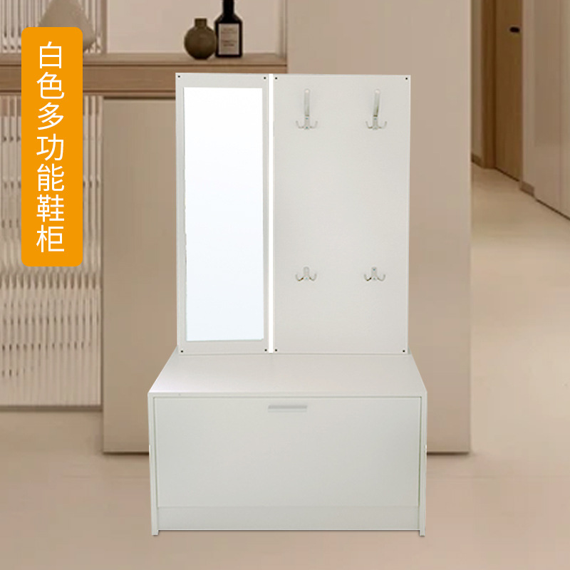 흰색 신발 캐비닛 (거울이있는 것)