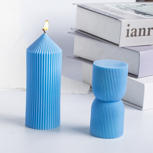Sanxin Geometric Vertical Pattern Aromatherapy Candle Silicone Mold DIY Gypsum Ornaments Handmade Aromatherapy Stone Silicone Abrasive