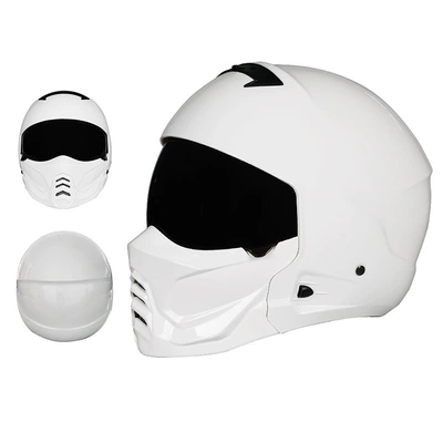 Motosiklet kaskı (dəbilqə) — Motorcycle Helmet Full-Face Electric Motorcycle - 856-special-white-third-generation-black-lenses-m55-56