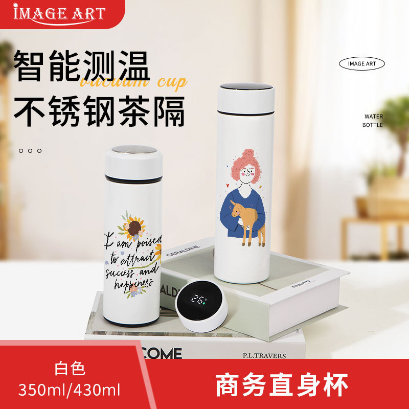 Heat transfer thermos cup printing photo word thermos cup stainless steel cup flat lid business straight vacuum insulation cup