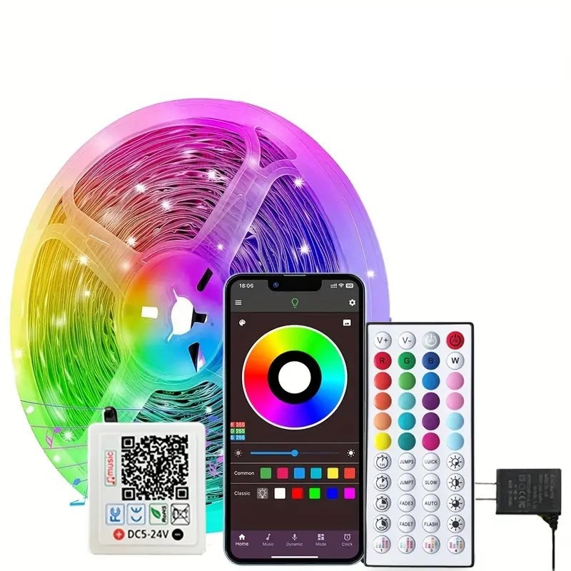 Nuevos productos transfronterizos 24V3535RGB banda de luz 44 teclas música bluetooth APP atmósfera banda de luz LED barra de luz autoadhesiva luz suave