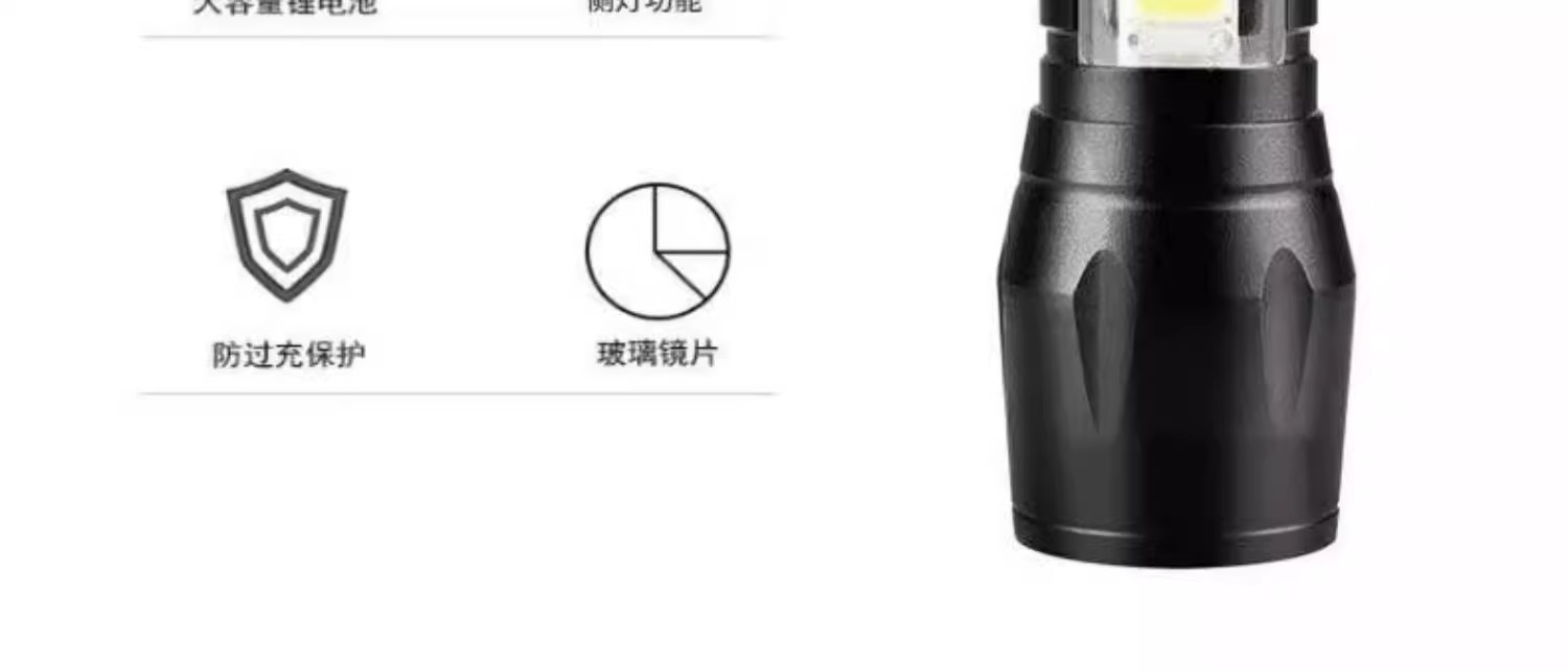 Strong Light Flashlight Zoom Long-Range Ultra-Bright USB Charging Mini Portable Pocket Home Outdoor Small Flashlight Wholesale