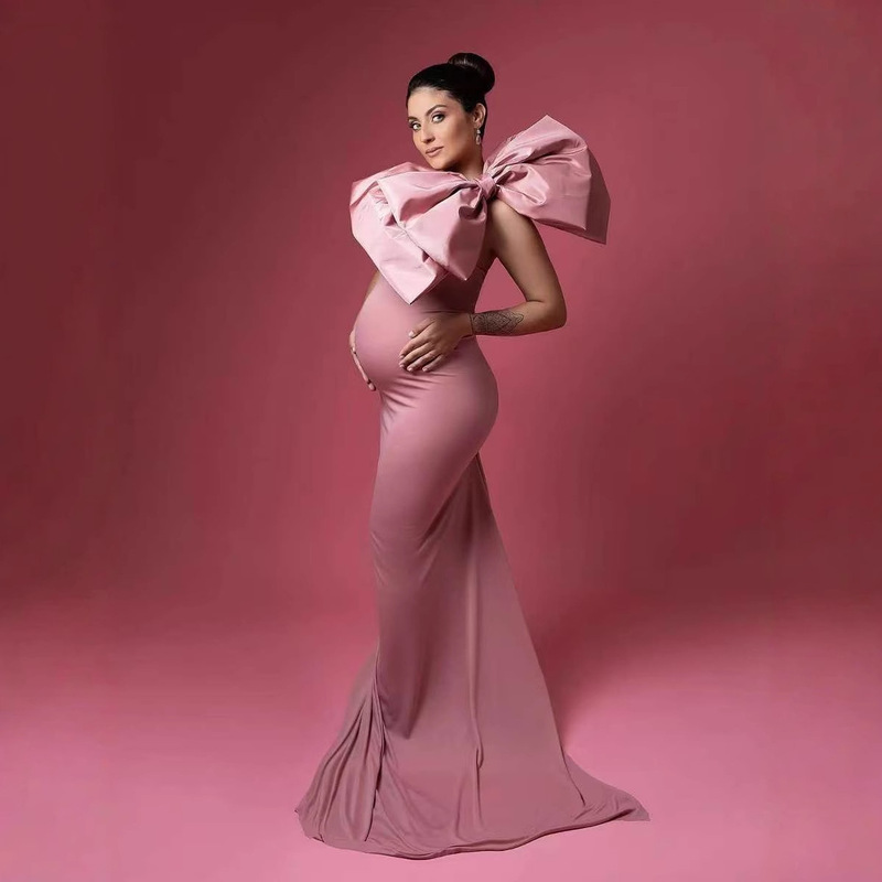 Cross-Border New Maternity Skirt Slim Fishtail Elastic Big Belly Photo Photography Dress Large Bow Decorative Skirt
