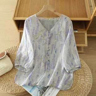 2025 Summer Refreshing and Versatile Ramie V Neck Casual Tops