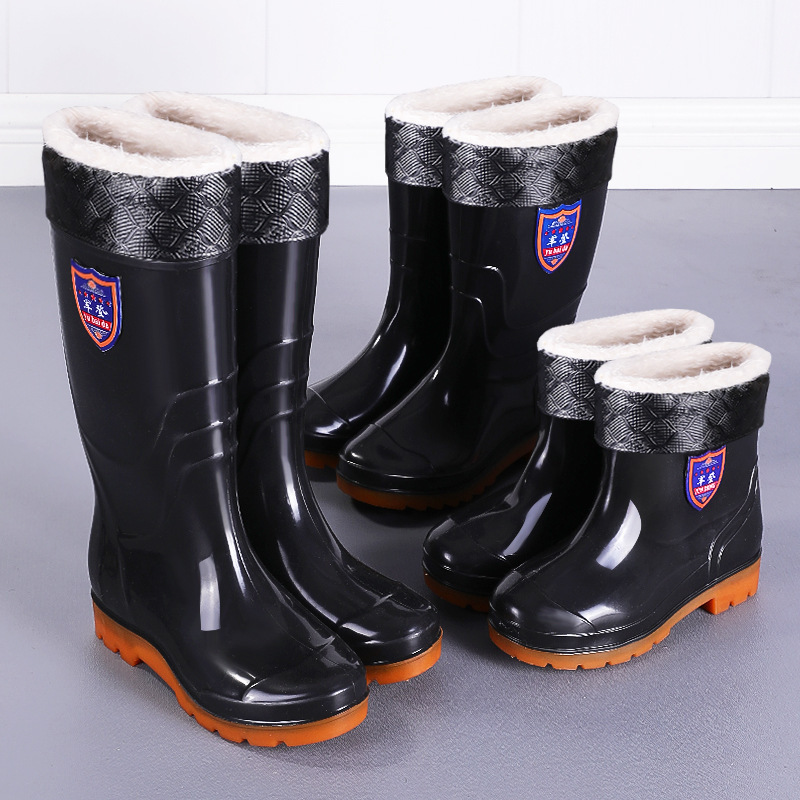 Jundeng Beef Shoes Men's Thick-soled High Water Shoes fleece-lined Rubber Shoes Rain Boots Short Water Boots Kitchen Non-slip overshoes Jundeng Beef Shoes Men's Thick-soled High Water Shoes fleece-lined Rubber Shoes Rain Boots Short Water Boots Kitchen Non-slip overshoes