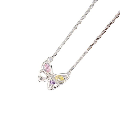 Colorful Butterfly Necklace Fashion Simple Clavicle Chain Niche Design High-end Light Luxury Summer Necklace  New Style
