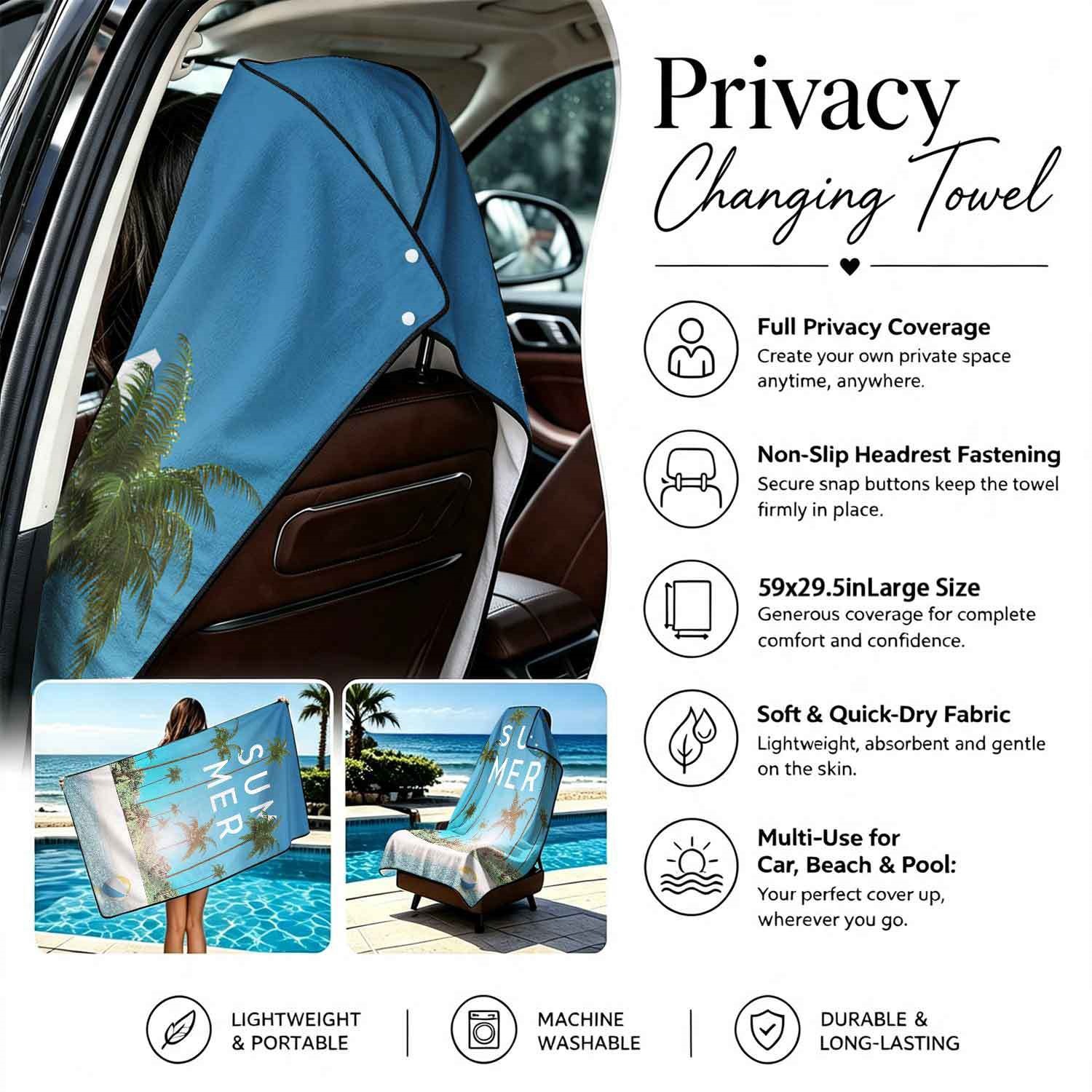 Summer bath towel and car seat cover 2-in-1, ultra-fine fiber outdoor beach and car dual-use universal seat cushion