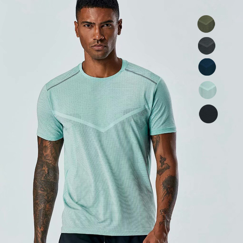 In-Stock Popular Cross-Border Foreign Trade Summer Short-Sleeve Sports T-Shirt for Men, Quick-Dry Running Fitness Shirt, High-Elastic Casual Wear In-Stock Popular Cross-Border Foreign Trade Summer Short-Sleeve Sports T-Shirt for Men, Quick-Dry Running Fitness Shirt, High-Elastic Casual Wear