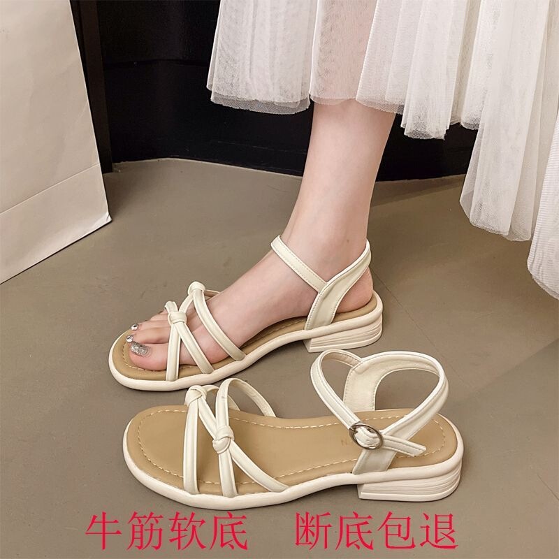 Soft-soled, one-strap, mid-heel, open-toe fashion sandals with a casual European holiday style, popular and sweet sandals Soft-soled, one-strap, mid-heel, open-toe fashion sandals with a casual European holiday style, popular and sweet sandals