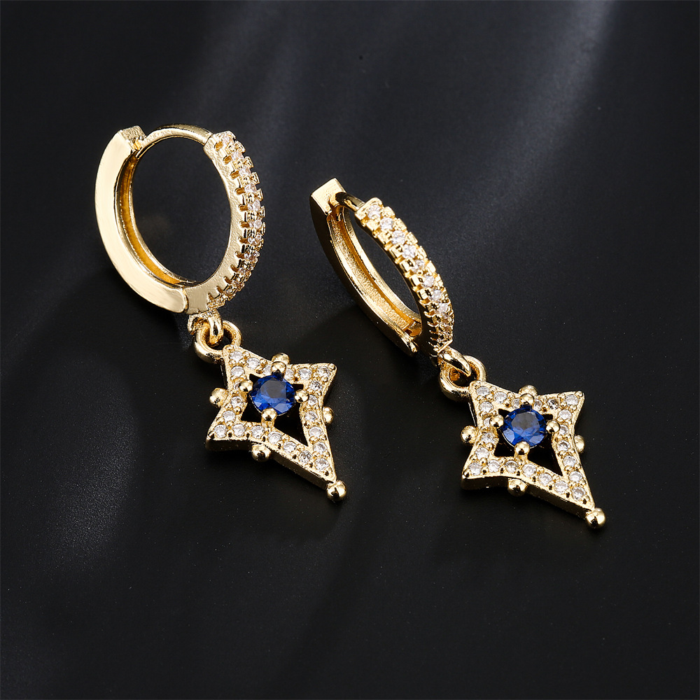 fashion hollow geometric copper 18K gold zircon geometric earrings wholesale