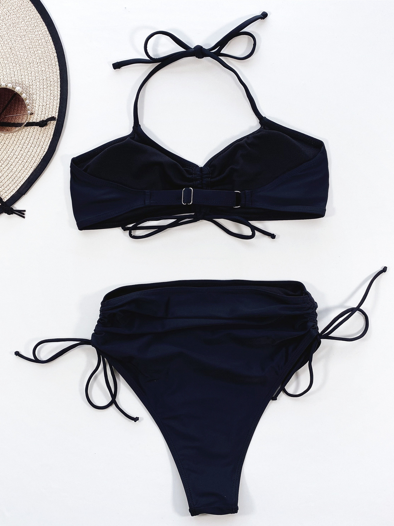 Solid Color Sexy Pleating Bikini - Swimsuits - Uniqistic.com