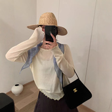 木耳边纯色百搭内搭针织衫打底衫上衣女秋季新款韩系G1453