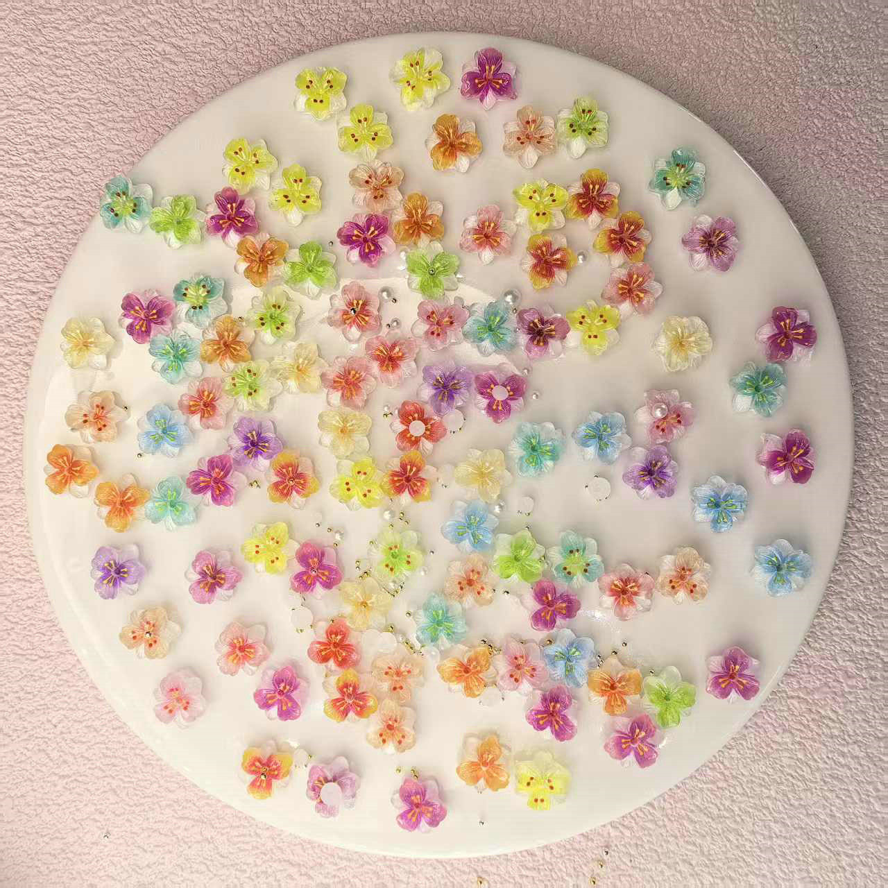 新款冰透花瓣美甲饰品树脂花网红三生桃花美甲小饰品批发树脂01