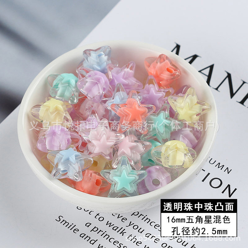 Transparent Beads Five-Pointed Star Acrylic Loose Beads DIY Accessories Bracelet Beaded Jewelry Material Geometric Elements