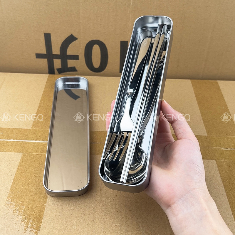 316 스테인레스 스틸 젓가락 숟가락 세트 식기 세트 1 인 학생 휴대용 어린이 야외 저장 상자