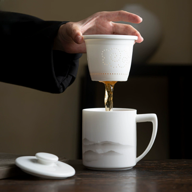 九匠风 Ceramic cigarette holder for office for home use, capacious tea cup