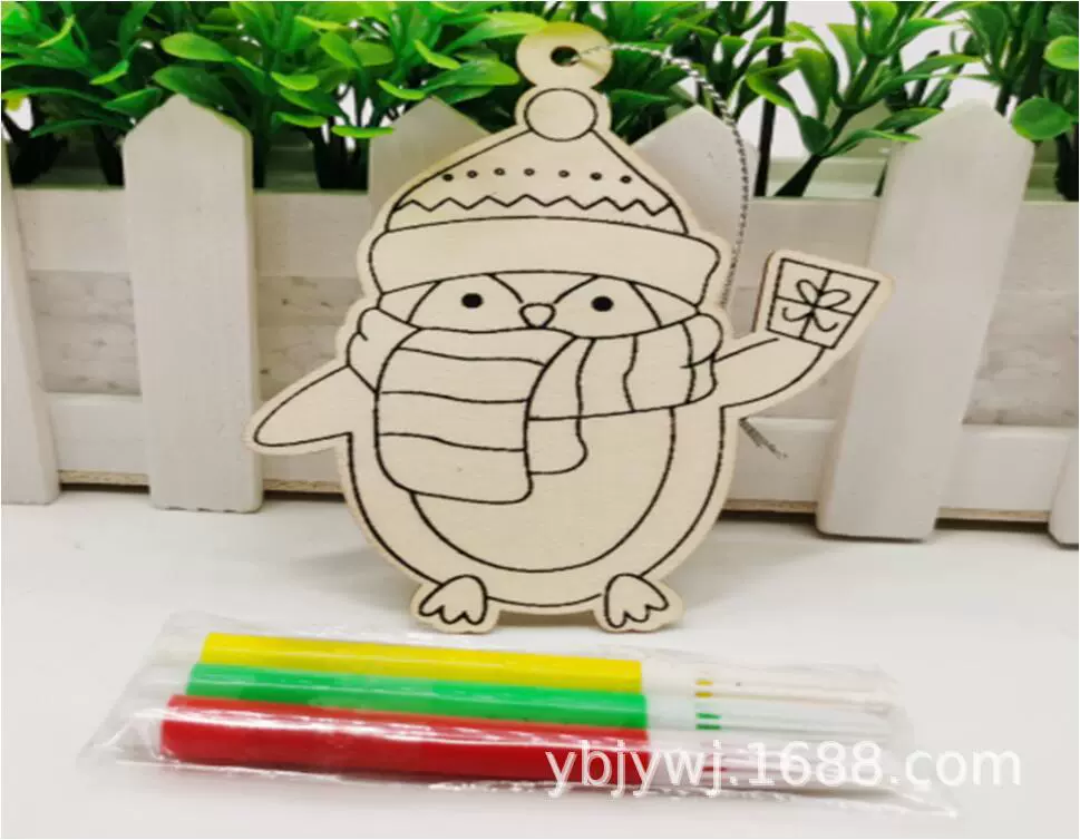 Санта-Клаус DIY деревянные поделки висячие украшения детская живопись граффити костюм украшения для дома подарки