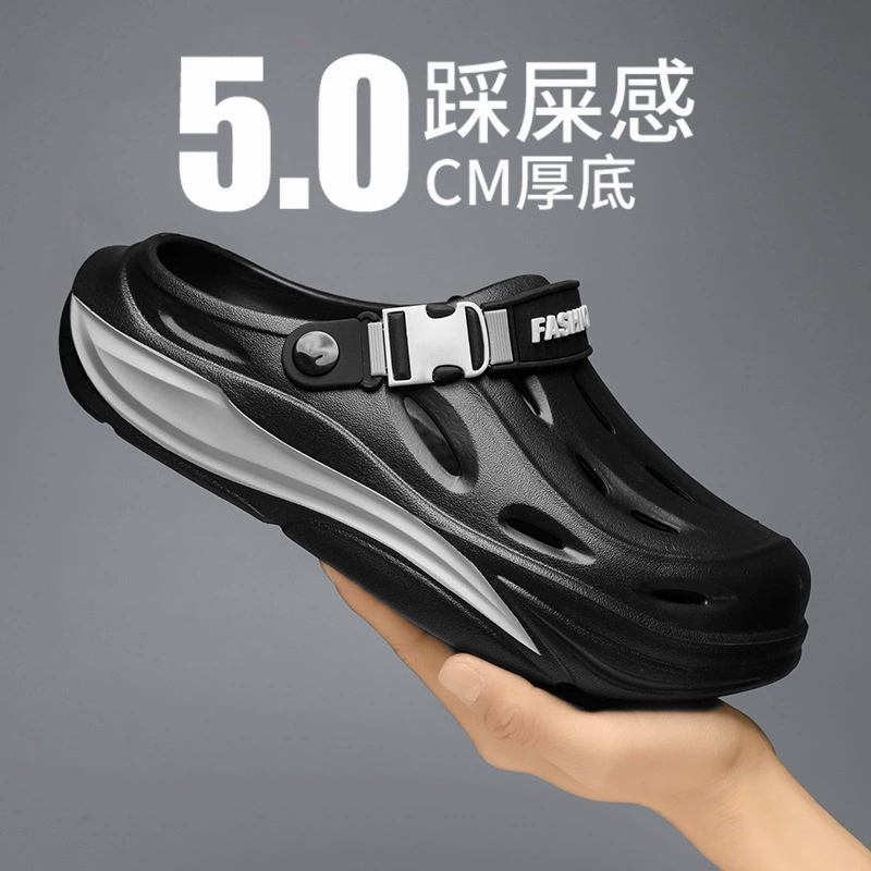 2025 новых стильных универсальных мужских сабо на толстой подошве, летние слипоны, пляжная обувь для вождения, оптовая продажа через границу