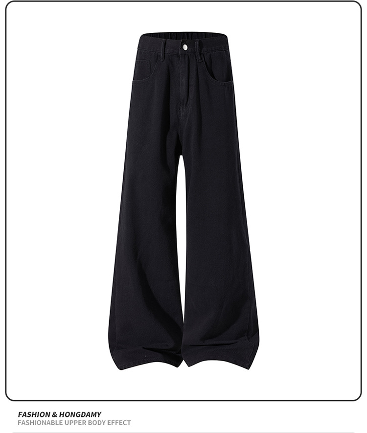 Men's Washed Flared Straight Leg Jeans High Street Style Retro American Loose Fit Long Pants For Teenagers_mkmklike.com