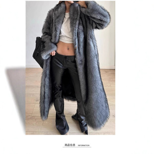 Oversized Grey Faux Fur Trench Coat���L��ҷº���ë�L�����