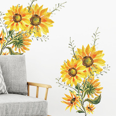 Foreign trade romantic sunflower children's bedroom living room entrance home decoration wall sticker sticker self-adhesive wholesale cross-border