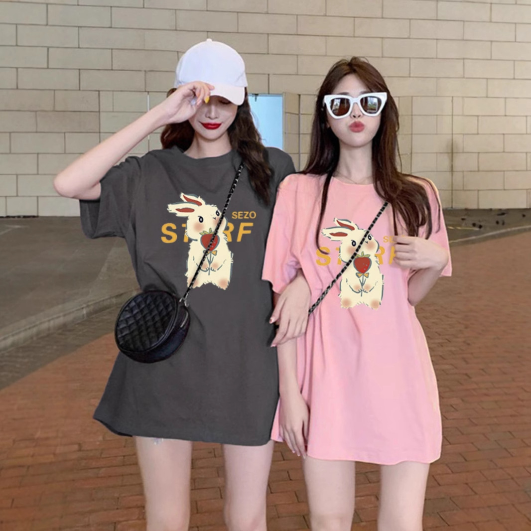 면 라운드 넥 긴 반팔 티셔츠 여성 2025 년 봄과 가을 새로운 유럽 느슨한 대형 에디션 톱베이스 셔츠 M