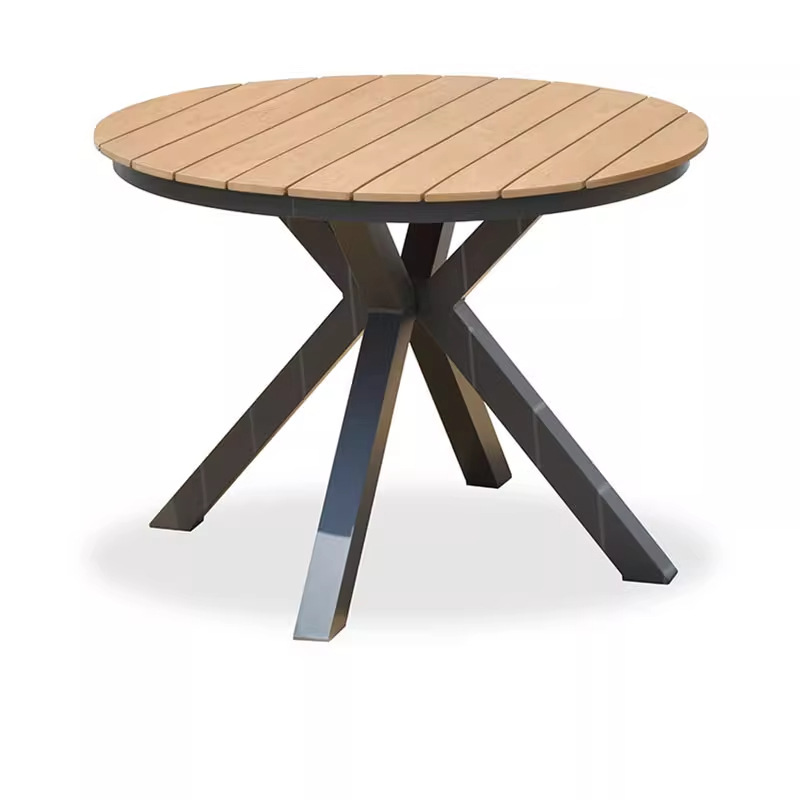 Mesa y silla de patio al aire libre, madera plástica, casa nórdica, patio al aire libre, jardín al aire libre, balcón, combinación de terraza de ocio