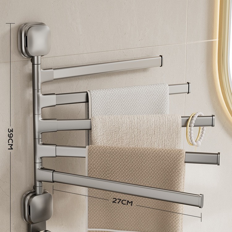 Toallero Giratorio Multibarra con Ventosa de Aleación de Aluminio para Baño image 9
