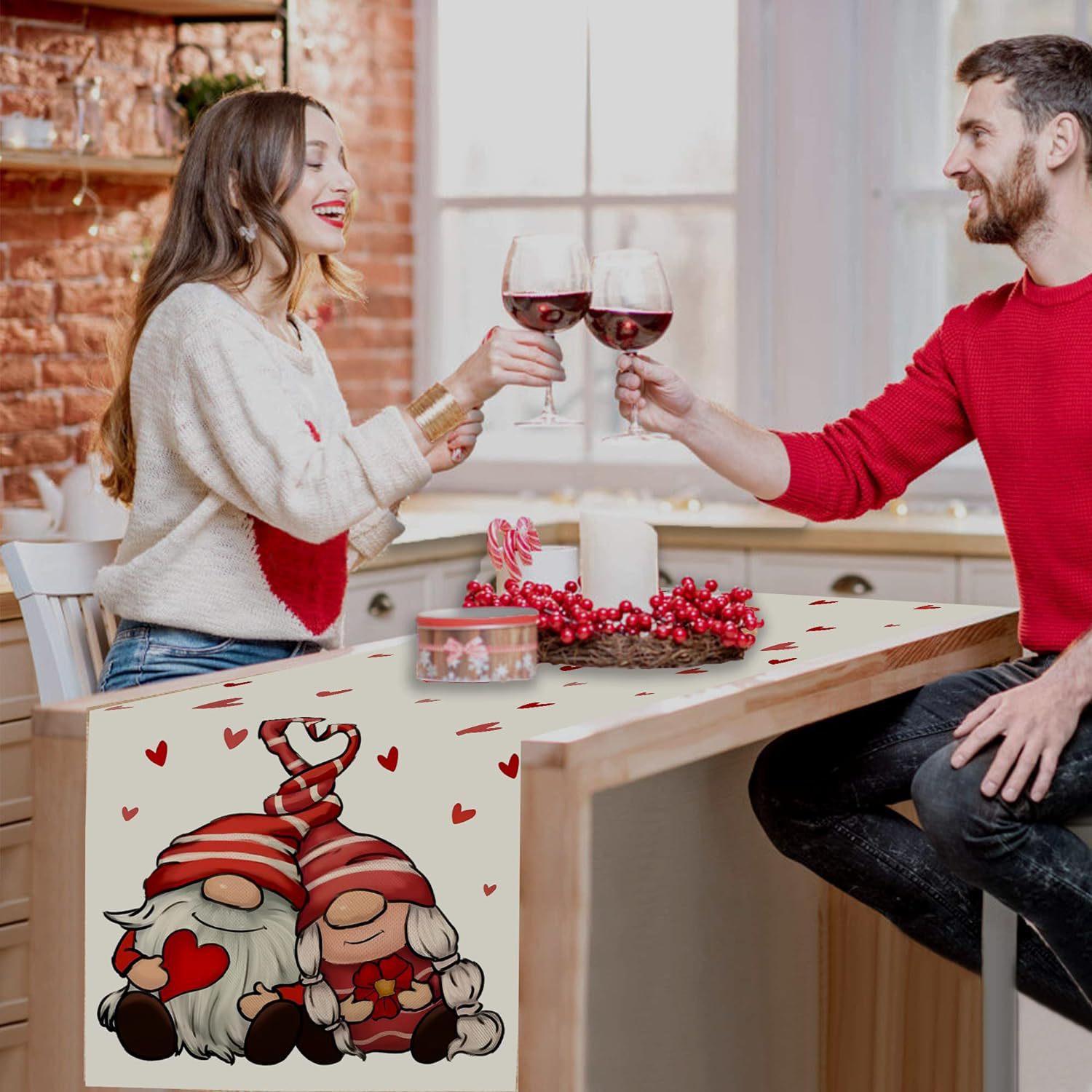 Transfronterizo nuevo día de San Valentín camino de mesa Lino impreso mantel hogar Decoración sofá fiesta Festival atmósfera Decoración