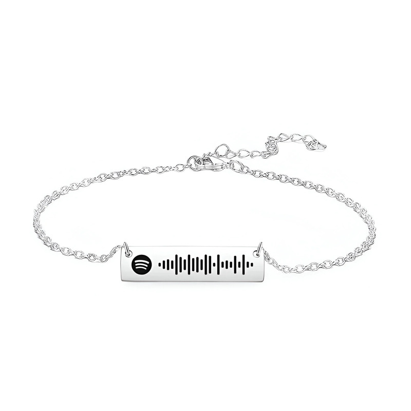 Stainless Steel Music Bracelet Couple Gift, Scanable Music Ripple Chain Bracelet, Spotify Code Bracelet