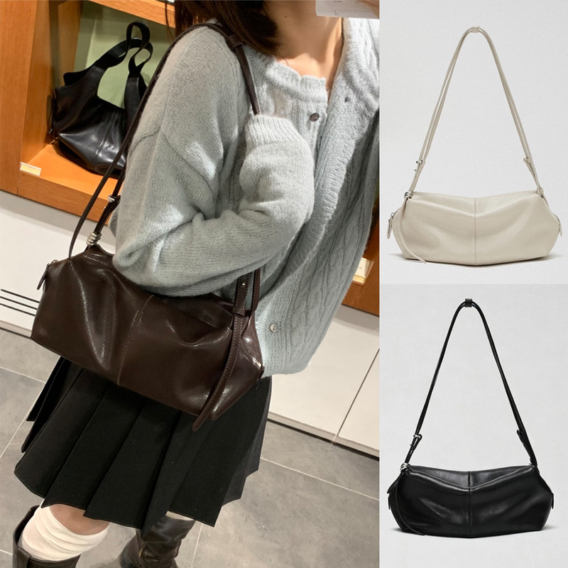 Leme Korean Niche Cross-Border Women's Bag 26 Spring Model Designer Brand Sac Lune Leather Shoulder Handbag
