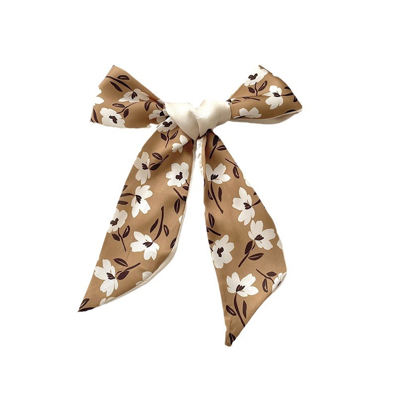 Color caqui desnudo larga bufanda pequeña bolsa de corbata de pelo decorativo del todo fósforo de las mujeres con cinta de regalo de mano banda de pelo pequeña bufanda