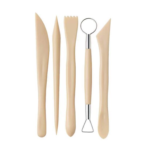 Cross-border pottery tools 5-piece set stone plastic clay carving knife plastic imitation wood DIY handmade pottery clay art knife