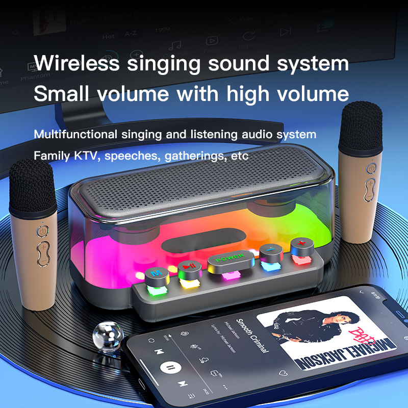 New creative mechanical keys transparent bluetooth sound card audio usb speaker desktop computer game subwoofer RGB