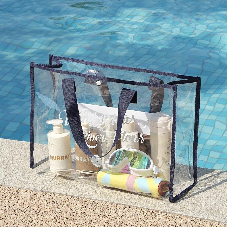 Bolsa de mano de pvc bolsa láser bolsa de gelatina con logotipo personalizado bolsa de embalaje de gran capacidad de almacenamiento de compras transparente de sentido avanzado image 3